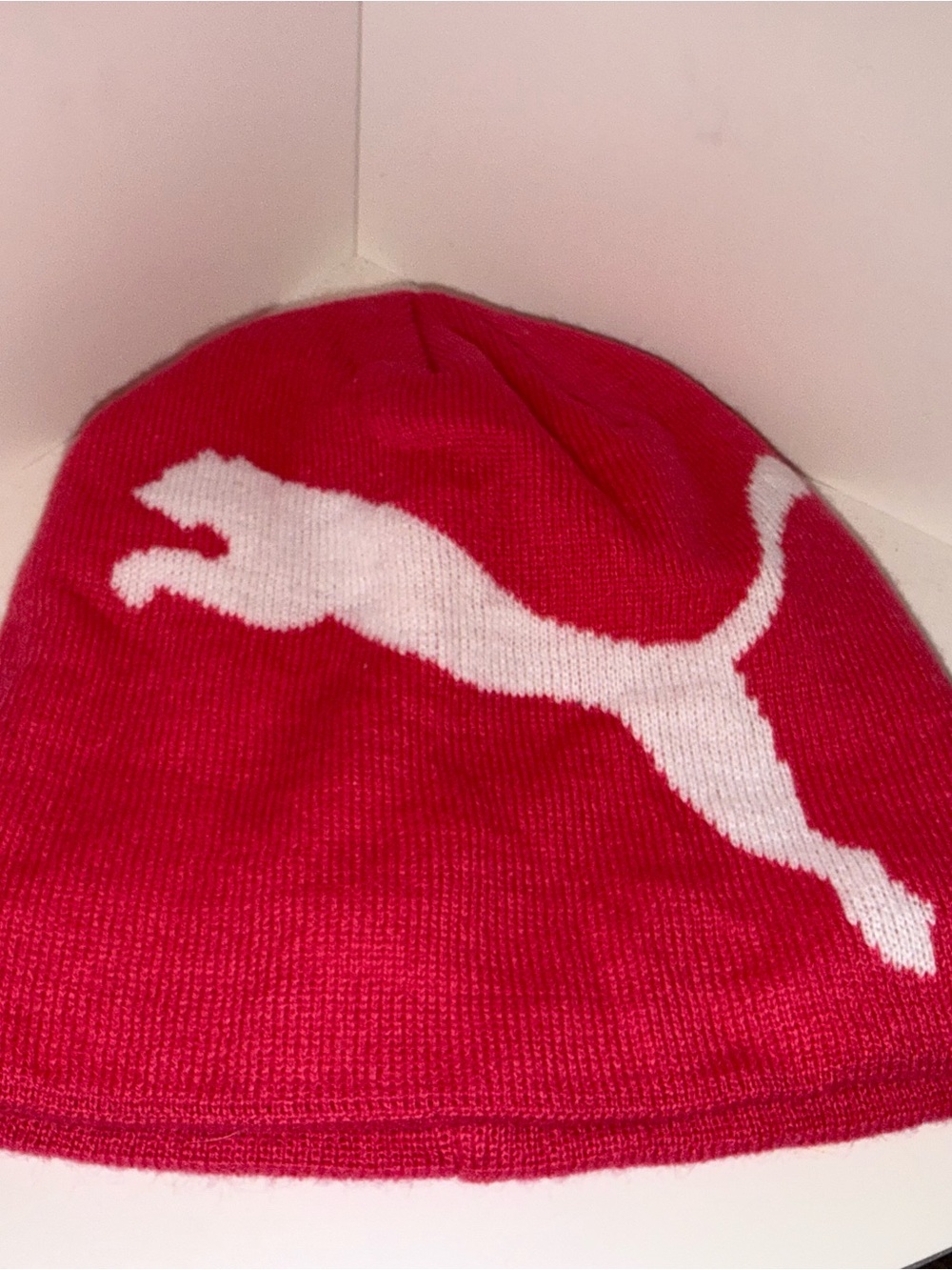 Puma Hot pink Beanie with White Cat Logo O/S fits all